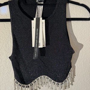 Zara Blue Sparkly Tank with Crystal detail - XS - NWT
